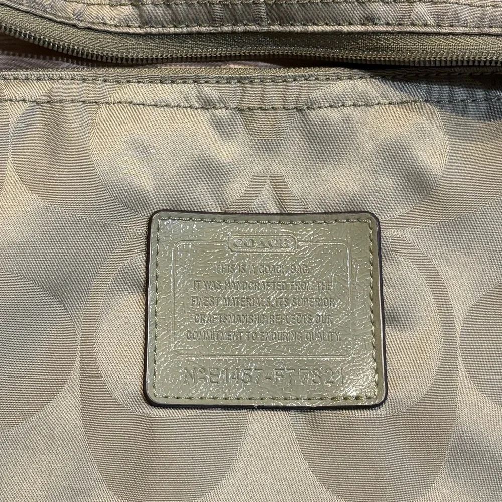 Coach Getaway Sage Green Nylon Signature Packable Weekender Tote Bag Pouch READ